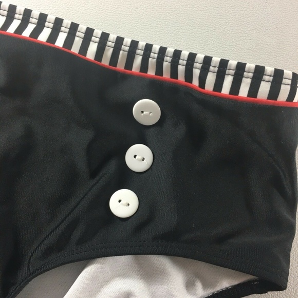 Black White Red XL Bikini Bottom Extra Large Black White Red Decorative Buttons - Picture 2 of 6